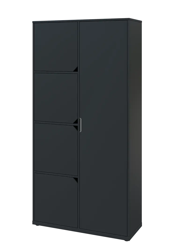 KSR6-82 P skříň šatní, 1x výsuvné ramínko, 4x dvířka, 2053x1022x400 mm, provedení pravé, antracit